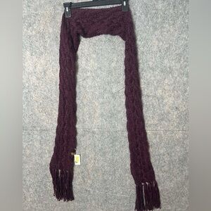 Fossil Woman One Size Crochet‎ Deep Purple Knit Scarf New